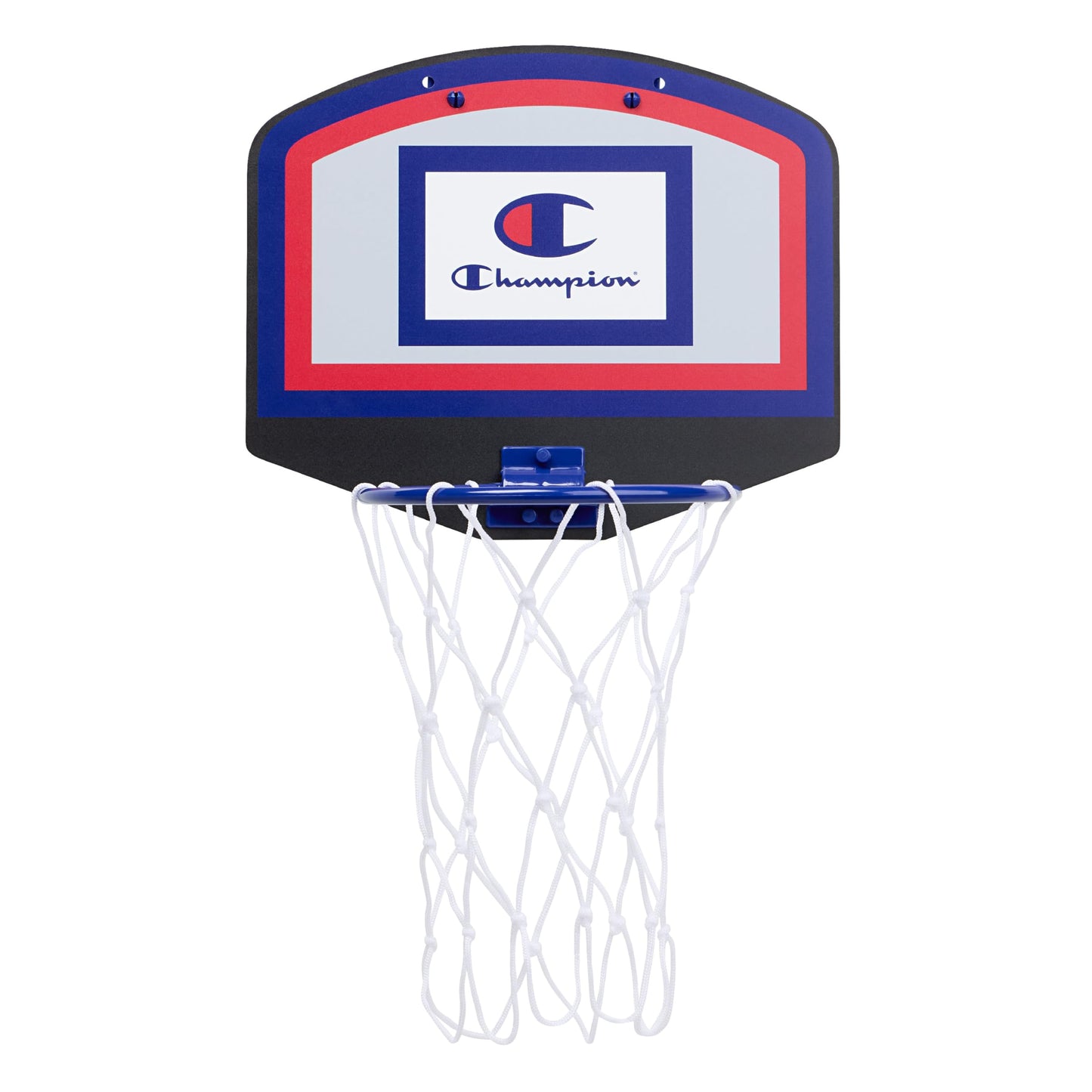Champion 360 Mini Basketball Hoop Set (Red/White/Blue), Over-the-Door 10.5" x 8.5" Backboard with Spring-Loaded Foldable Rim & Nylon Net, Includes 3.5" Mini Ball for Quick Indoor Basketball Play