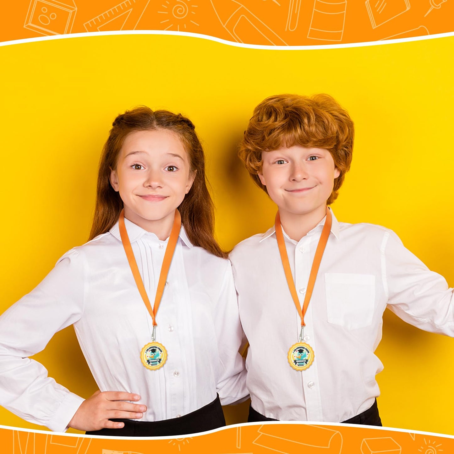 Blueweenly 48 Pcs Graduation Medal for Kids Award Medals with Neck Ribbon Graduation Gifts Bulk for Students Party Favors Supplies - 2 Inch(Kindergarten)