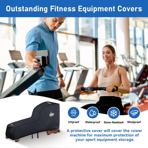 Rowing Machine Cover - 420D Heavy Duty Outdoor Protective Cover for Concept 2 Fitness Equipment With Waterproof Strip, Windproof Buckle, 2 Handles - Accessories Fit for Concept 2 Rower