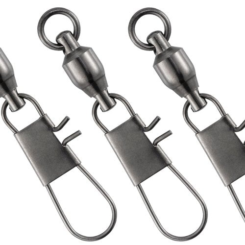 Dr.Fish 30 Pack Ball Bearing Snap Swivels, Swivels Fishing Tackle with Safety Interlock Snap Saltwater Freshwater Stainless Fishing Clips Clasp Leader Line Hook Sinker Connector #0