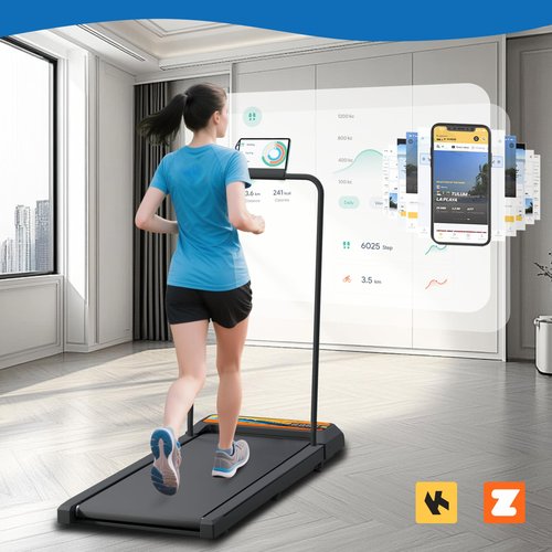 RIVANO Under Desk Walking Pad, Treadmill with Handles, Walking Pad Treadmill Compact & Portable with Remote Control, Quiet Adjustable Portable Speed Jogging Smart Mat Work for Home Office, Orange