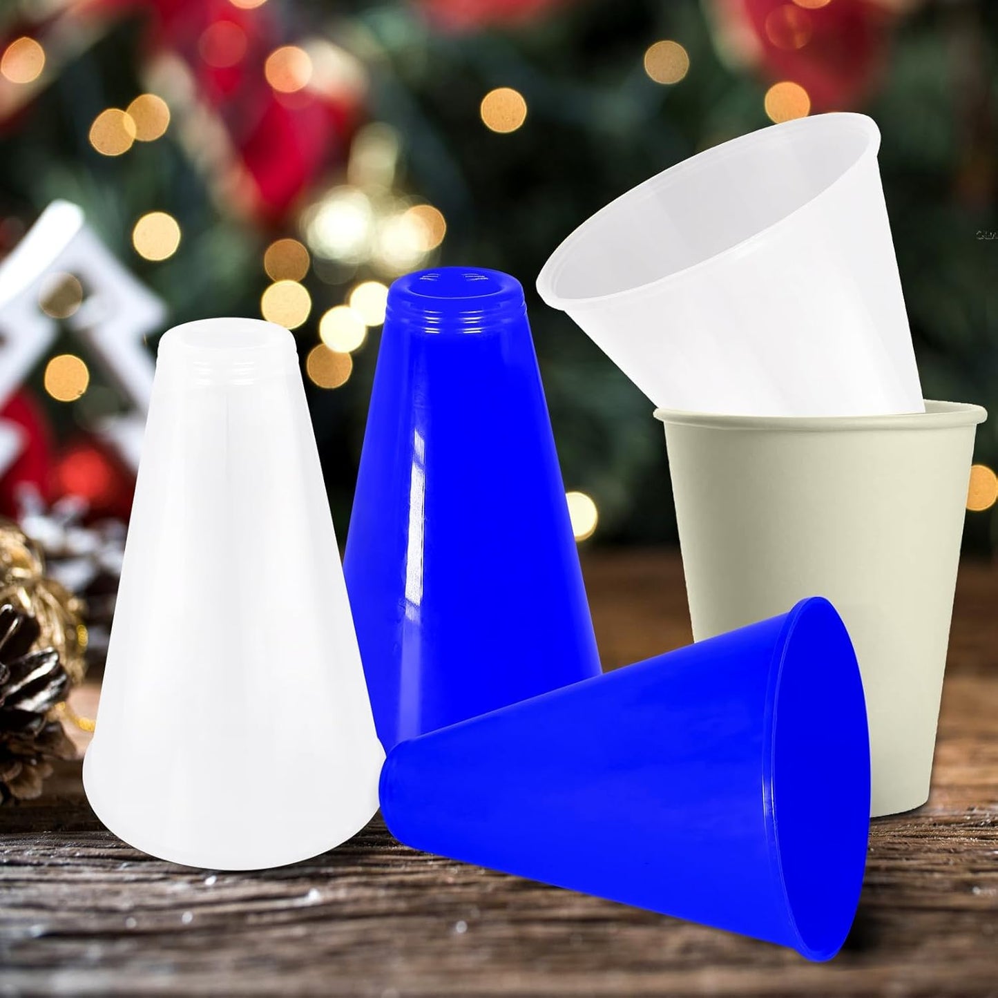 2 Pcs White Plastic Cheer Megaphone for DIY Party Accessory for School Outdoor Activities Party Favors Sports Match Game (White)