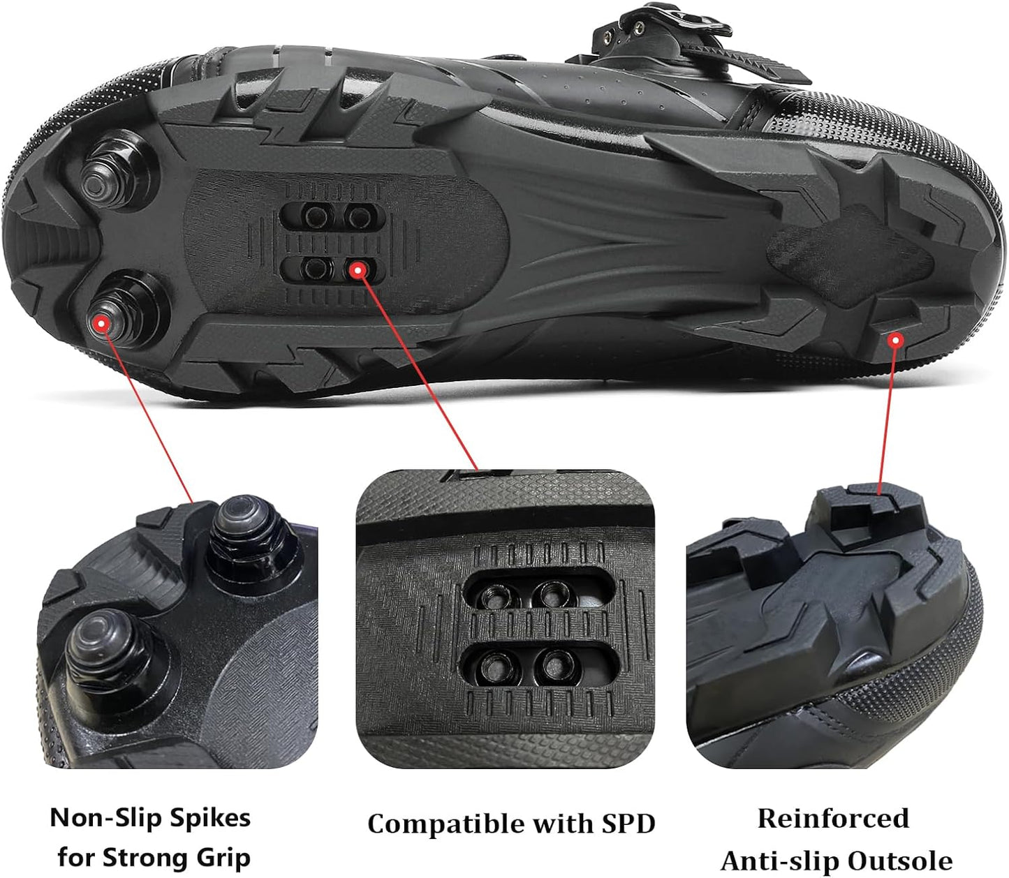 KESCOO Mens Mountain Bike Shoes with 2-Bolts SPD Cleats Included, Cycling Shoes with Quick Ratchet Buckle Indoor Outdoor Riding Biking