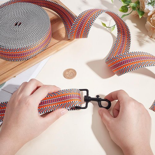 PLIGREAT 10 Yards Jacquard Cotton Webbing 1.5 Inch Heavy Cotton Webbing Strap Red Polyester Webbing Straps Bag Handles Tote Cloth Belt for DIY Crafts Making Outdoor Supplies