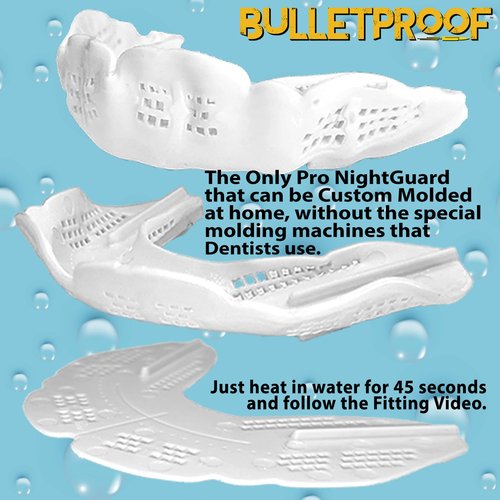 BulletProof Night Guard: World’s Thinnest Mouth Guard For Grinding Teeth At Night. TMJ Bite Clenching Mouthguard For Sleeping. Women Men Nighttime Dental Bruxism Relief Nightguard for Sleep Adult Kids
