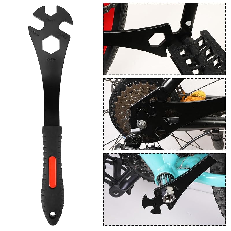 Bike Cassette Removal Tool Set: Chain Whip + Pedal Wrench + Freewheel Remover 2-in-1