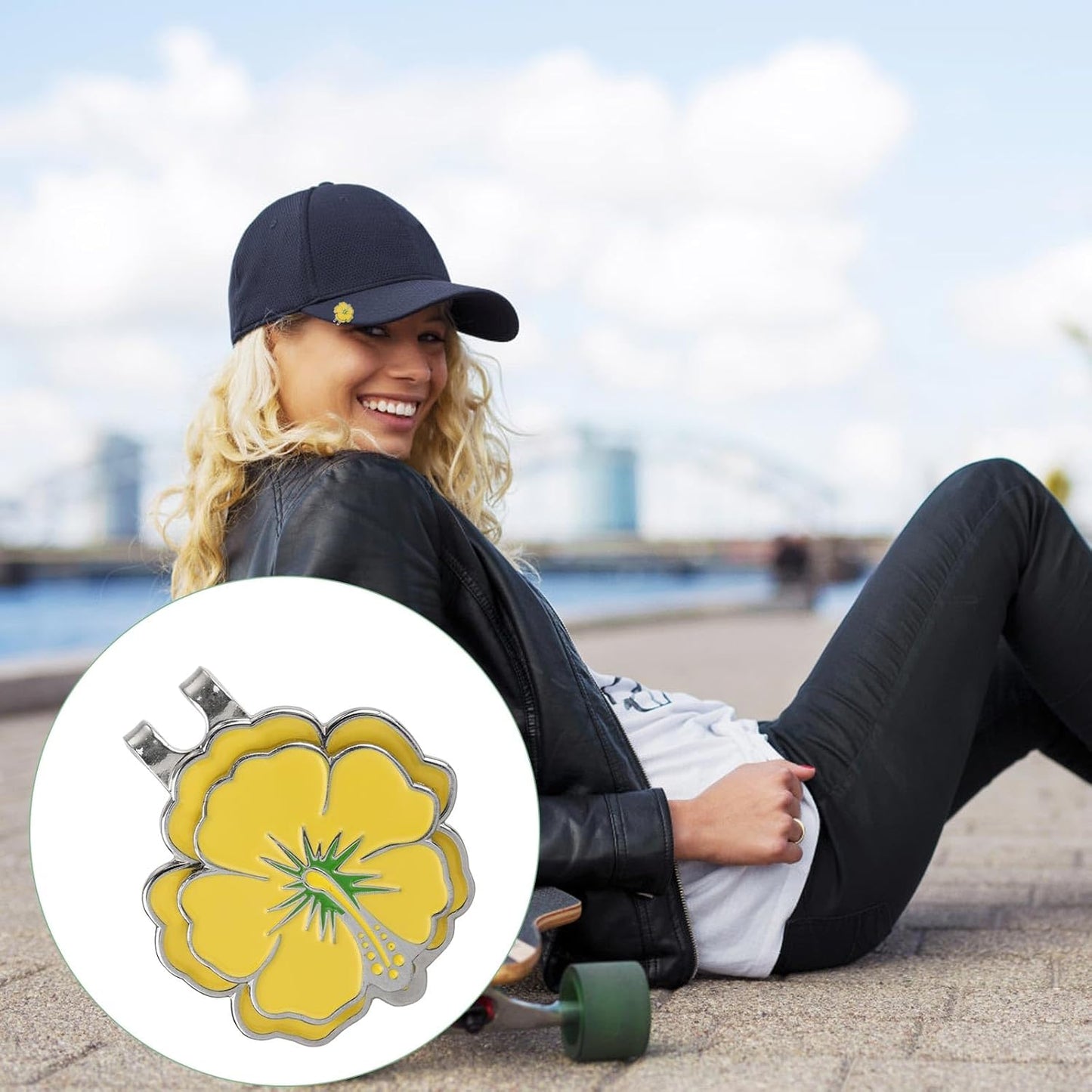 2pcs Magnetic Golf Ball Marker with Hat Clip, Flower Shape Golf Marker Magnet Set Cap Hat or Visor Clip Sports Bag Accessories for Women Men Golfer Friends Gift