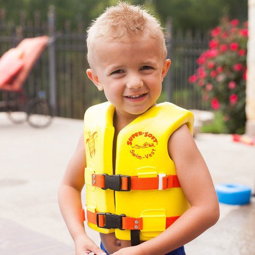 TRC Recreation Super Soft Child Size XS Life Jacket USCG Approved Vinyl Coated Foam Swim Vest for Kids Swimming Pool and Beach Gear, Flamingo Pink