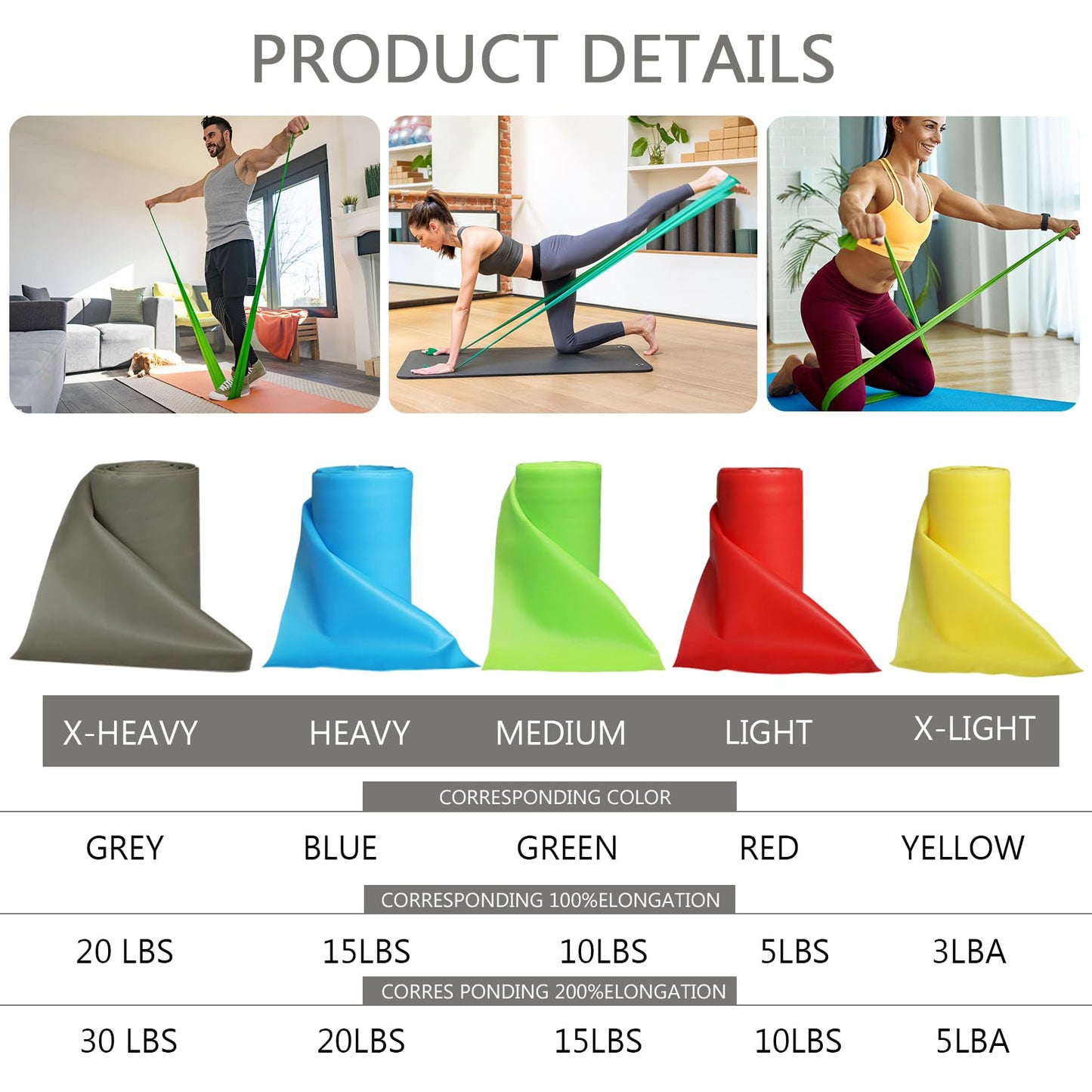 Resistance Bands Professional Bulk Roll, Elastic Band, Latex-Free, Stretch Bands for Working Out Women or Men, Exercise Bands for Physical Therapy, Yoga, Pilates, Rehab,Fitness (Blue - Heavy)