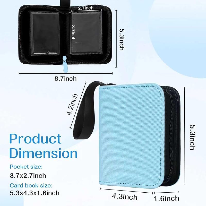 Pocket Card Binder – 40-Card Mini Binder with 20 Diamond-Embossed Pages, Blue