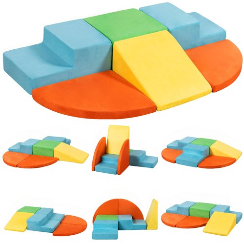 Nuturelly 6PCS Toddler Climbing Toys Indoor, Soft Suede Texture Baby Climbing Blocks, Foam Blocks Activity Play Set for Kids Climbing and Crawling, Playtime Corner, Play Gym & Toddler Slide