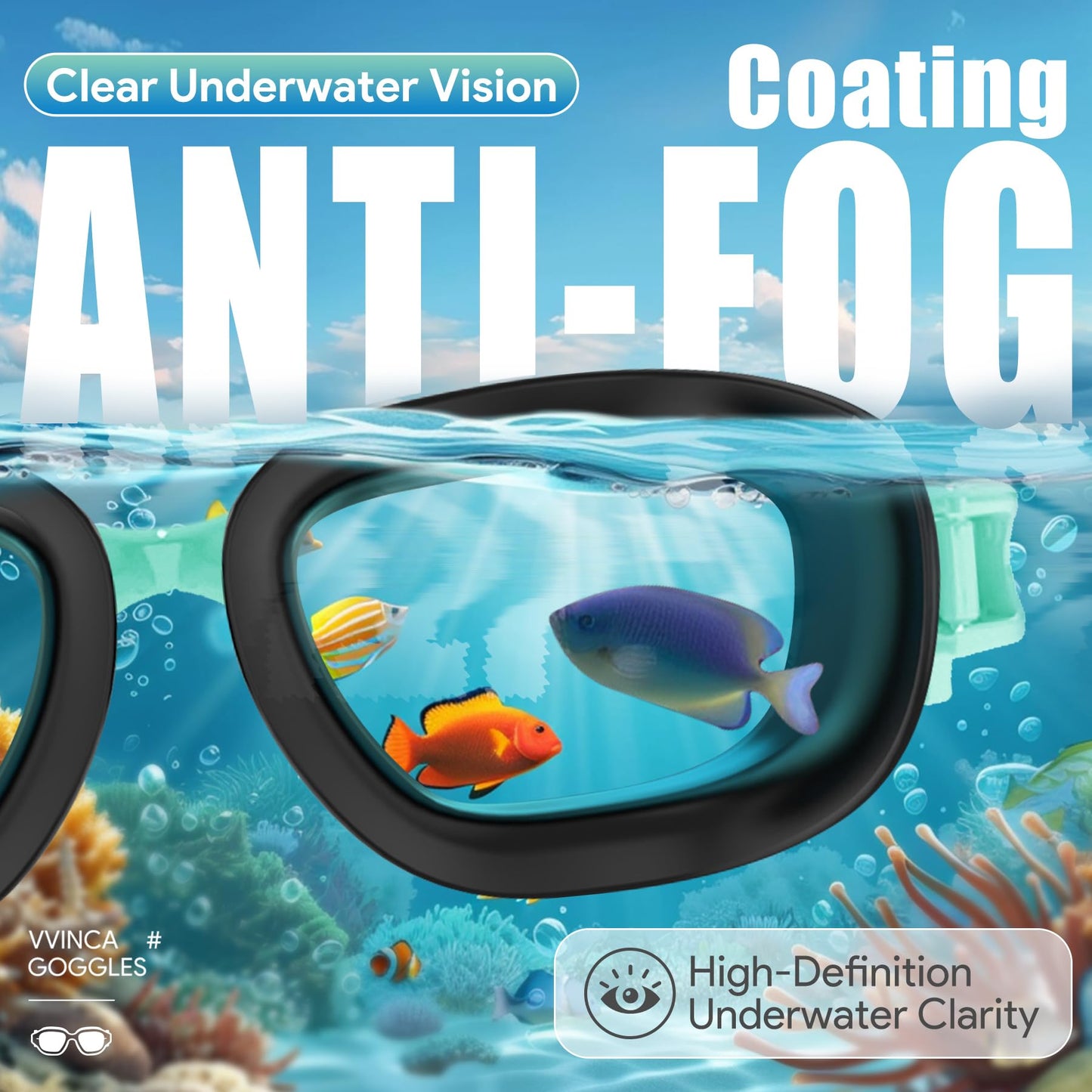 Vvinca Kids Swim Goggles, Swimming Goggles for Toddlers Kids 3-14 Anti-Fog UV Protection No Leak Pool Glasses for Boys Girls