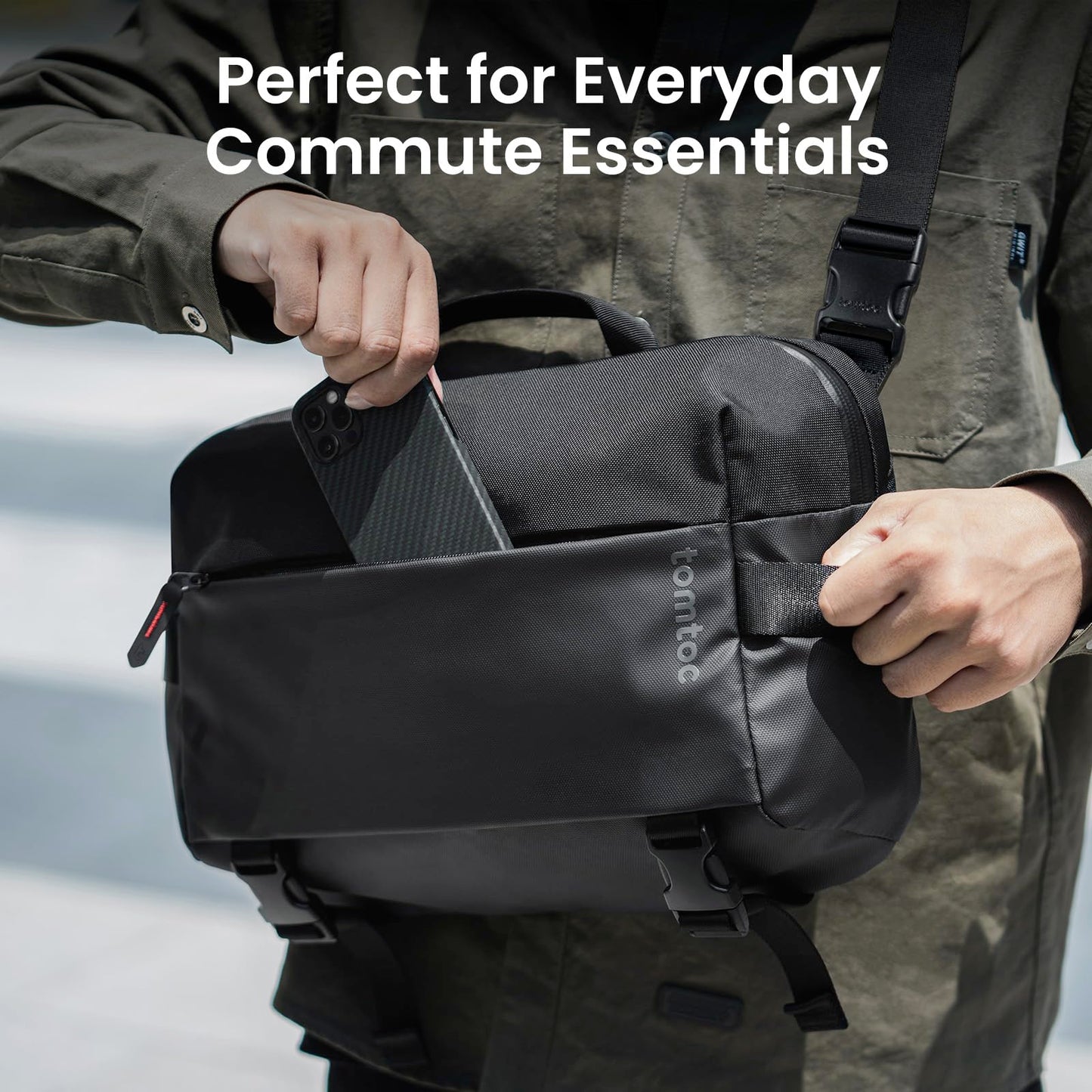 tomtoc 10L Laptop Messenger Shoulder Bag for 14-inch MacBook Pro M5, 13" MacBook Neo & Air & iPad Pro M5/Air M4, Minimalist Crossbody Bag, Water-resistant EDC Sling Pack for Business, Travel, Work