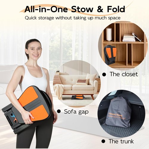 Pilates Board - Multifunctional Pilates Board for Home Workout with Smart Timer ,Portable and Foldable Pilates Board for Women, Travel-Friendly Pilates Reformer Set with Storage Bag (Black)