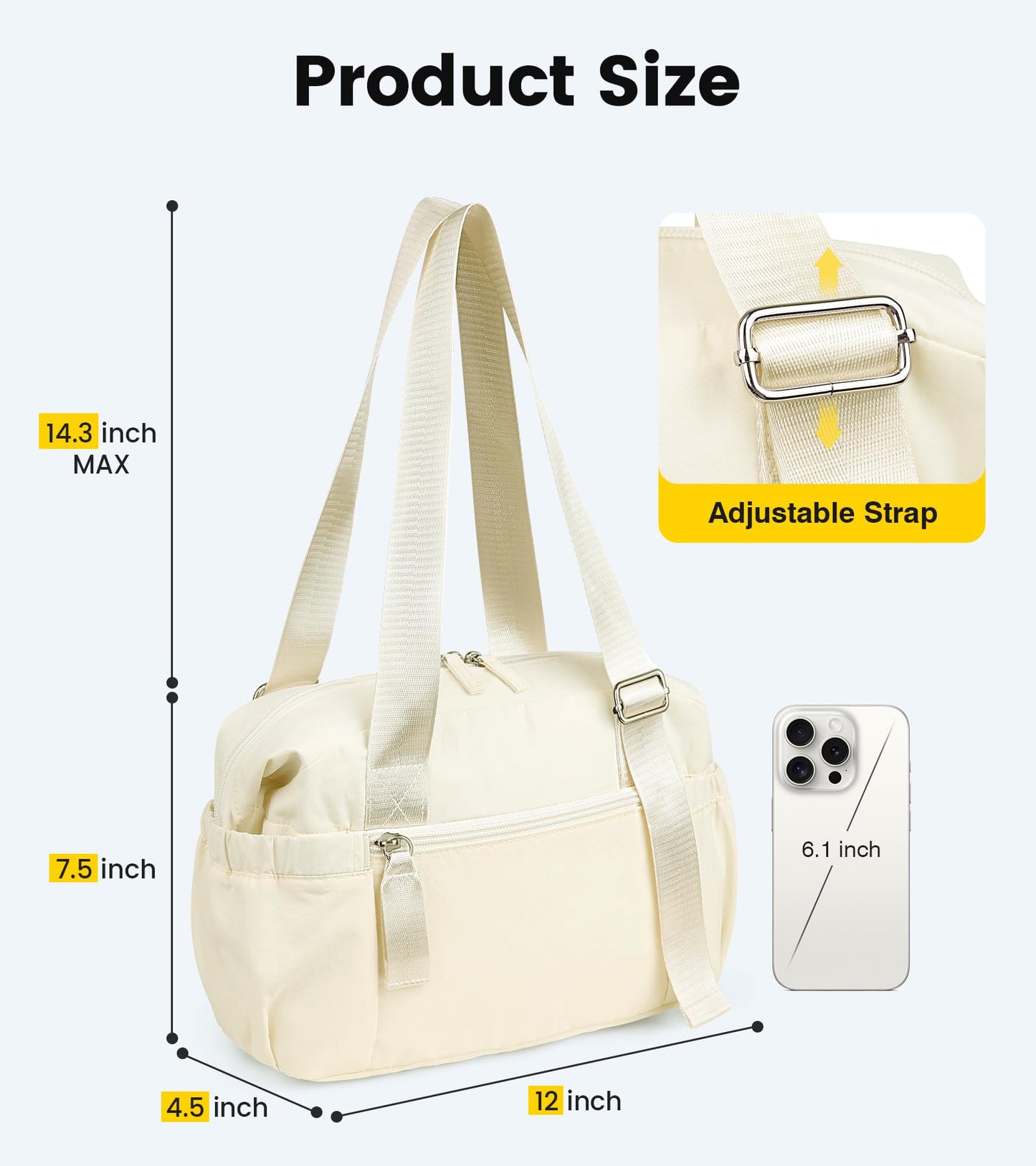 Vorspack Mini Gym Bag for Women - Small Duffle Bag Lightweight Duffel Bag with Wet Pocket Cute Sports Bag for Gym Dance Yoga - Beige