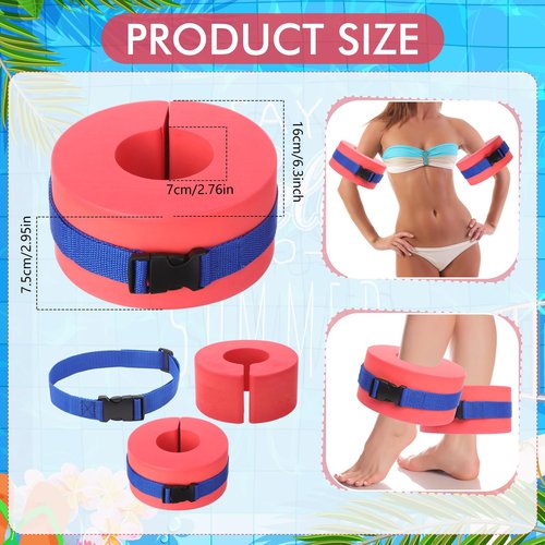 Hungdao Water Aerobics Set for Aquatic Exercise 1 Pair Swimming Glove 2 Pcs Foam Swim Aquatic Cuffs Water Weights Pool Resistance Fitness Equipment for Adults Swimming Training Workouts(Red)