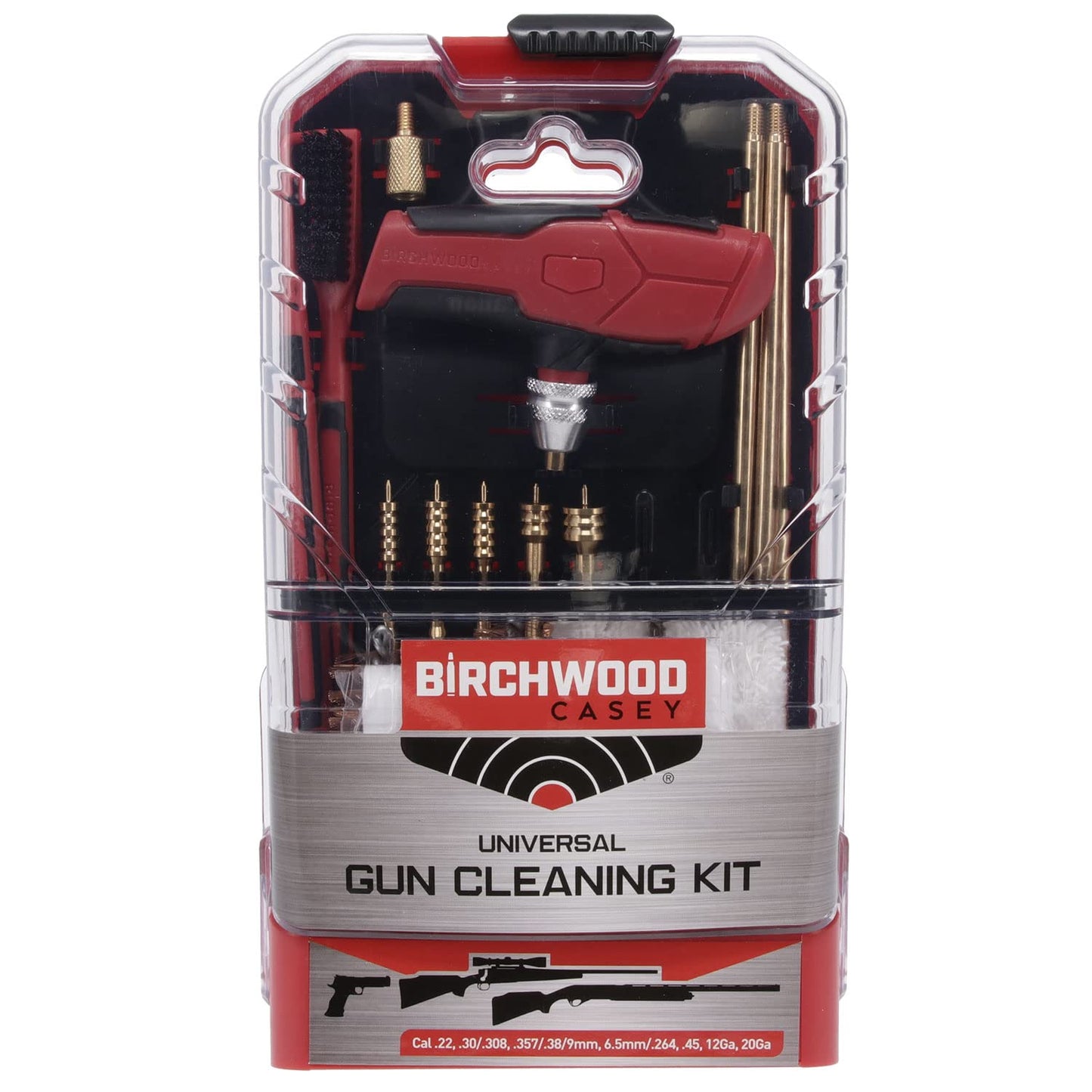 Birchwood Casey Universal Gun Cleaning Kit | Durable Versatile Gun Maintenance Cleaning Tools Set of 22 | Brushes, Mops, Jags, Patches, Rod, T-Handle, Magnetic Strip & Case Included