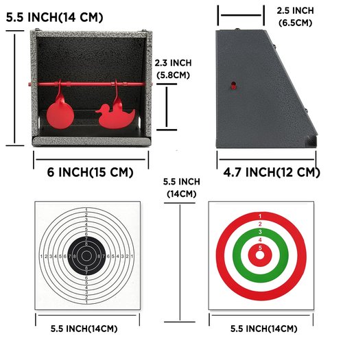 Atflbox BB Trap Target with 20pcs Paper Targets and Resetting Metal Shooting Target for Airsoft Pellet Gun Rifle BB Gun