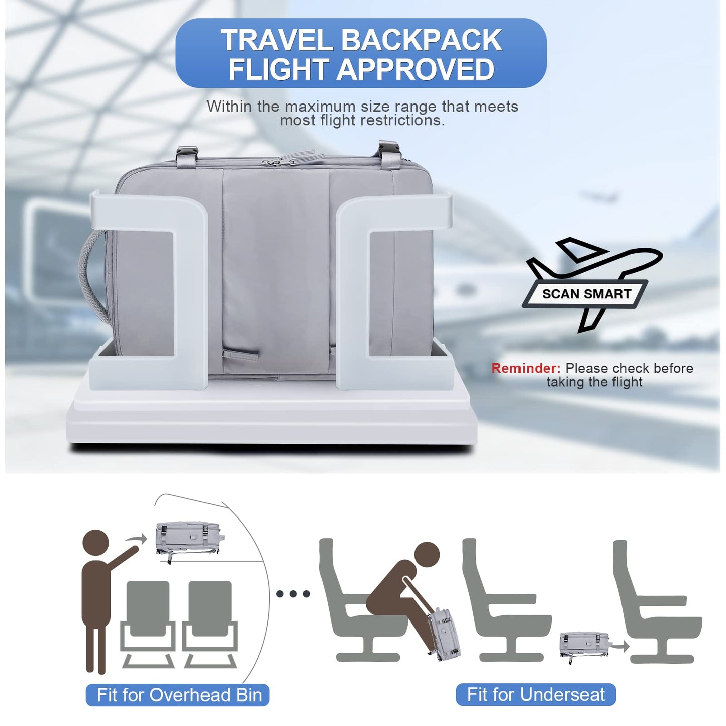coofay Expandable Backpack For Traveling On Airplane Carry On Backpack Flight Approved Personal Item Travel Backpack For Women Men Airline Approved Gym Bag With Shoe Compartment Travel Weekender Bag