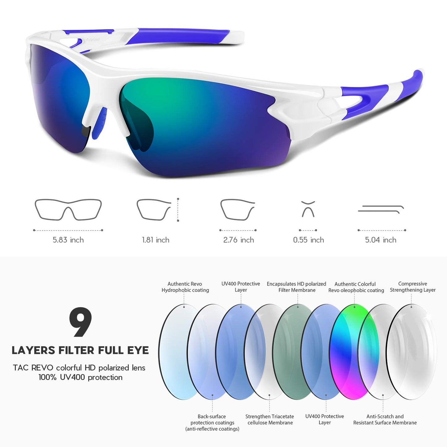 BEACOOL Polarized Sports Sunglasses for Men Women Youth Baseball Fishing Cycling Running Golf Motorcycle Tac Glasses UV400