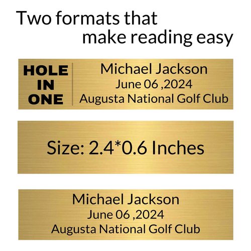 signxuni Custom Golf Ball Display Case - Hole in One Plaque Engraved Brass Plate 2.4" x 0.6"
