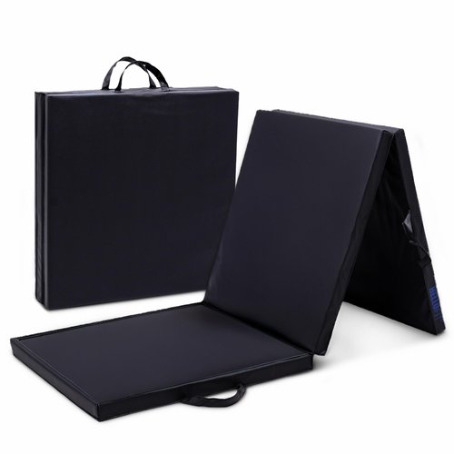 Hello Fit 2 Pack Tri-Fold Folding Exercise Mat - 72" x 24" x 1.5" Thick Gymnastics Mat With Carrying Handles - Foldable Yoga Mat for Gym, Studio, Home Workout, MMA, Stretching, Tumbling
