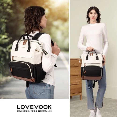 LOVEVOOK Laptop Backpack for Women, 15.6 Inch Work Business Backpacks Purse With Large Capacity, Waterproof Nurse Bag College Bookbag for School, Waterproof Casual Daypack for Travel