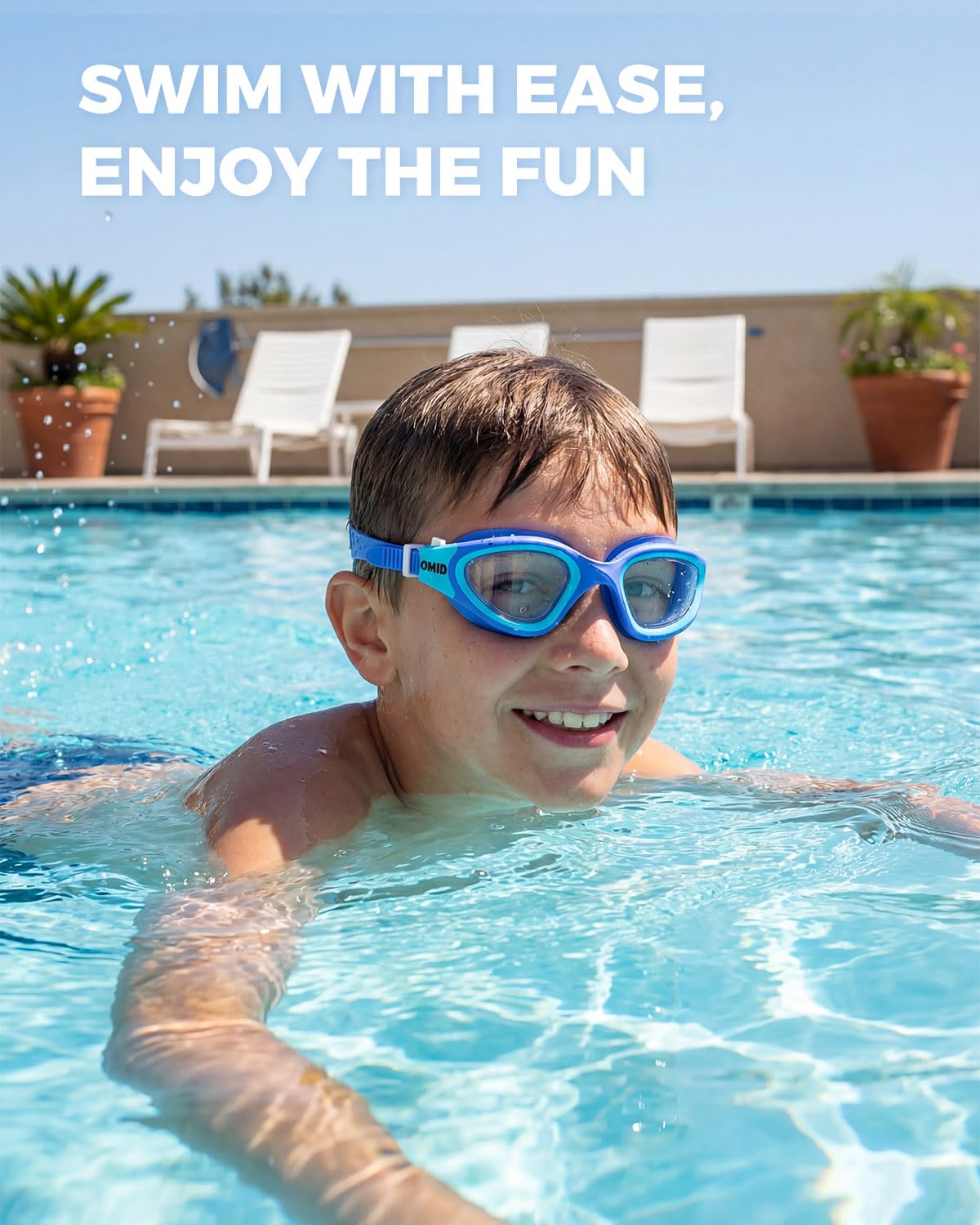 OMID Kids Swim Goggles, P2mini Lite Clear Lens Anti-Fog UV Protection Comfortable Swimming Goggles for kids Age 6-14
