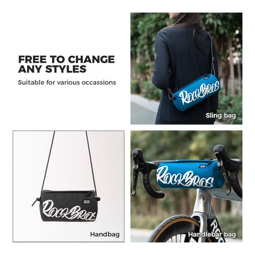 ROCKBROS Bike Handlebar Front Bag Bicycle Handy Frame Roll Bag with Shoulder Removable Strap Mountain Bike Storage Pouch Cycling Accessories