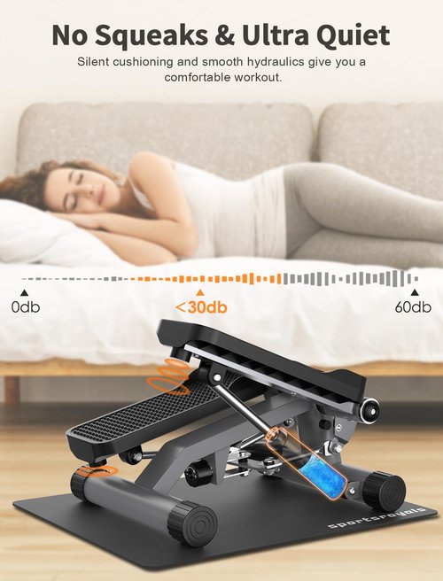 Sportsroyals, Mini Steppers for Exercise,Stair Stepper with Resistance Band, Hydraulic Fitness Stepper Exercise Home Workout Equipment for Full Body Workout, 330lbs Weight Capacity