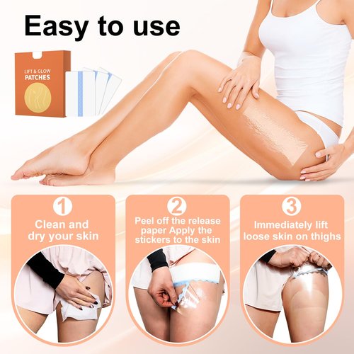 Hey Nip Thigh Lift Tape, Lift and Glow Patches Legs, Invisible Waterproof Adhesive Body Tape, 4.8x6 Inch Lift and Glow Patches Legs for Sagging Skin (1Box)