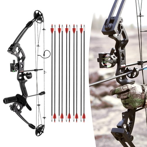 Portable Bow Hunting Kit, 30-55lbs Compound Bow+Arrows Kit Archery Set Adjustable Archery Set Come with All The Accessories (Style 2)