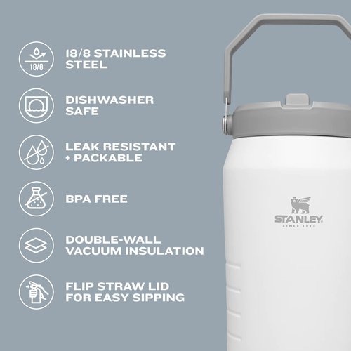 Stanley IceFlow Flip Straw Jug with Handle 96 oz| Twist On Lid and Flip Up Straw | Leak Resistant for Travel and Sports | Insulated Stainless Steel | BPA-Free | Charcoal