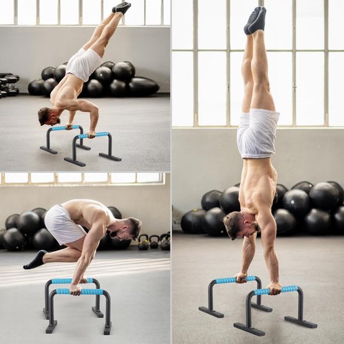 Purife Steel Black Anti-Slip Parallettes Push Up Bars Floor for Men, Strength Training Equipment Gymnastics Calisthenics Bars, Push-up Handles for Home Fitness, Workouts