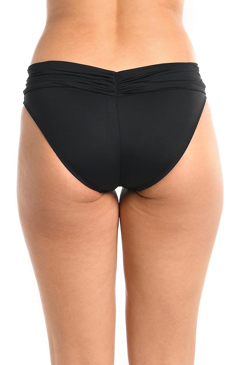 Island Goddess Shirred Band Hipster Bikini Bottom - Black +14