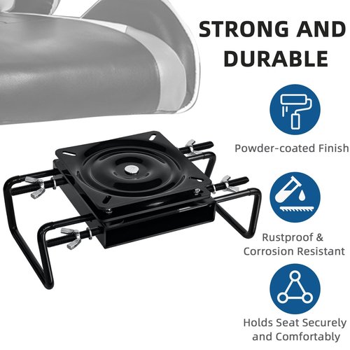 Boat Seat Swivel Base Mount,Boat Seat Pedestal Mount Clamp on with Swivel for Jon/Fishing/Kayak/Bass/Skiff with Bench,Clamp Adjusts from 7 1/2 to 20 inches,Powder-Coated Galvanized Steel