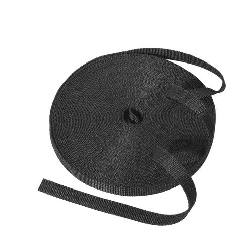CooBigo Nylon Webbing 3/8 Inch Heavy Duty Black Nylon Webbing Straps 3/8" Wide, 6 Sizes 12 Yard Webbing Strapping for Outdoor Crafting DIY.