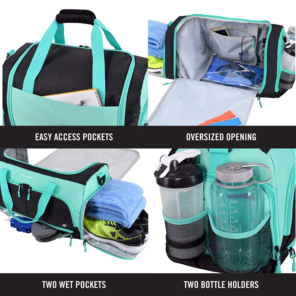 Ultimate Gym Bag 2.0: The Durable Crowdsource Designed Duffel Bag with 10 Optimal Compartments Including Water Resistant Pouch, Teal, Medium (20")
