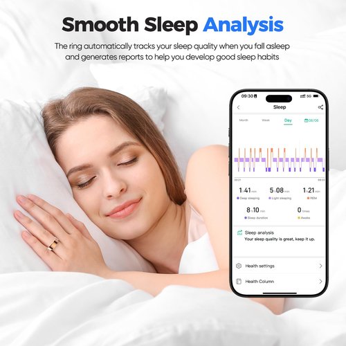 Smart Ring for Women & Men Fitness Tracker with Heart Rate, Blood Pressure,Blood Oxygen,Step Counting, Sleep Monitoring,IP68 Waterproof for iPhone and Android, No Subscription Fee (Rose Gold, 9)