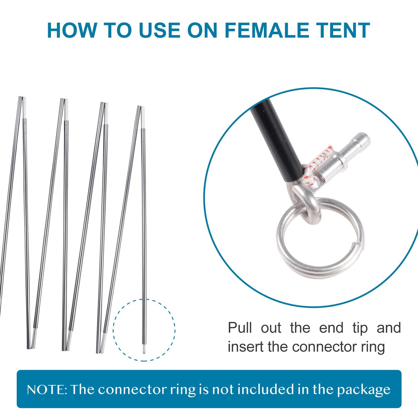 BRILLIANCE4U Tent Poles Replacement Aluminum, Gray Pre-Assembled 16ft 4.4 in, 7001 T6 Heated Tent Rod Outer Dia. 3/8” 9.5mm, 2 Poles