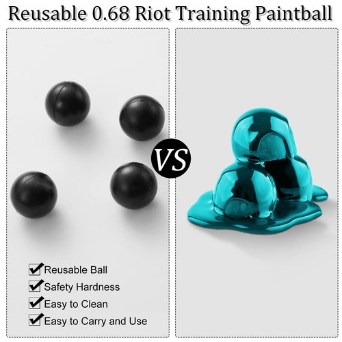 Civaner 150 Rounds 68 Cal Paintballs Solid Balls Reusable 68 Breaker Balls Hard Nylon Paintball Projectiles for Shooting Training Practice and Self Defense(Black)