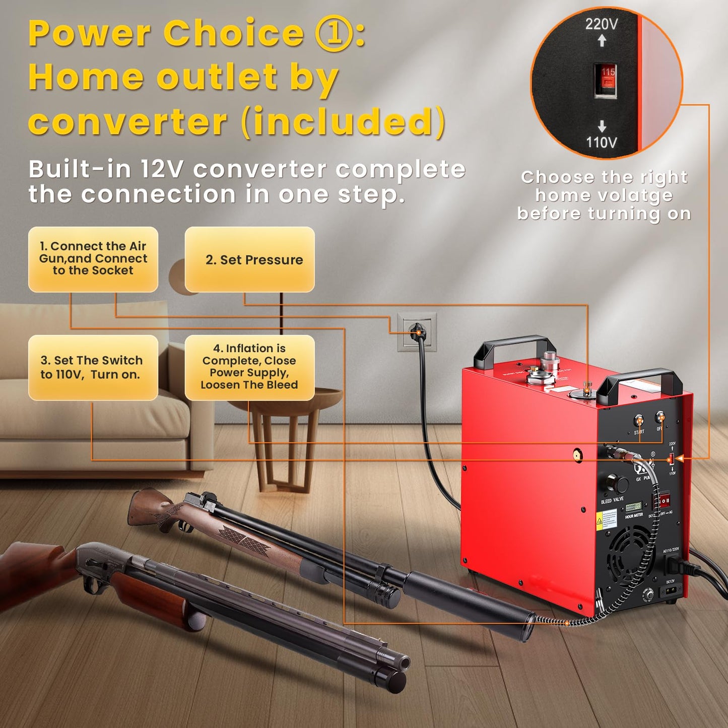 GX PUMP GX-E-CS4-I PCP Air Compressor, Max 5800Psi,350W Powerful Motor