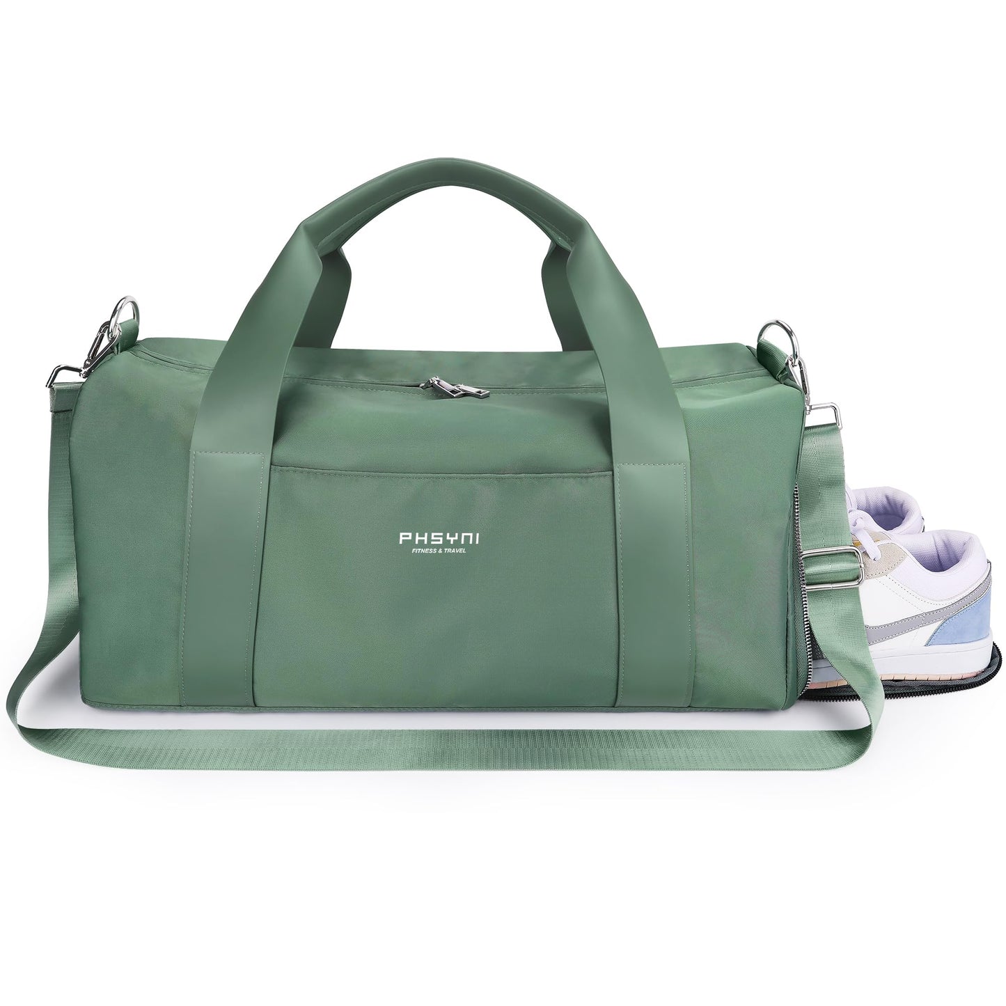 PHSYNI Gym Bag for Women Girls with Shoe Compartment & Wet Pocket - Duffle Bag for Travel Sports Fitness Workout Athletic, 19"-Medium, Olive Green
