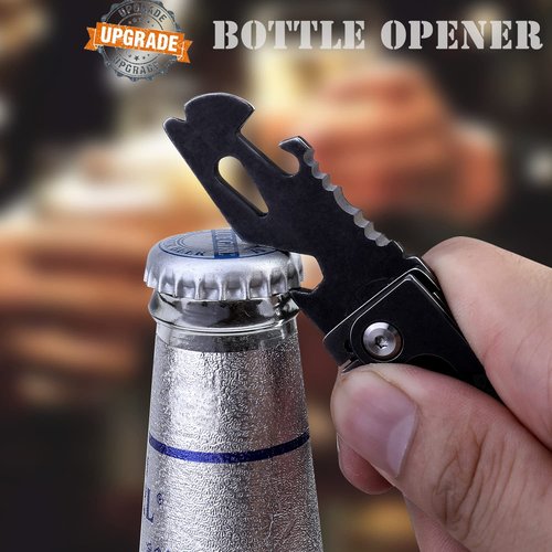 edcfans Keychain Knife, Carabiner Multitool, Tanto Pocket Knife with Key Clip, Box Cutter, Can/Bottle Opener, Screwdriver Wrench, Pry Tools, EDC Hiking Camping Gear, Gifts for Men Women Everyday Carry