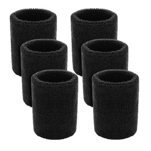 Wrist Sweatbands Tennis & Gymnastics Wristbands for Grips & Sport, 6 Pcs 4 Inch Wrist Bands Elastic Sports Wristbands for Football Running Men Women Black