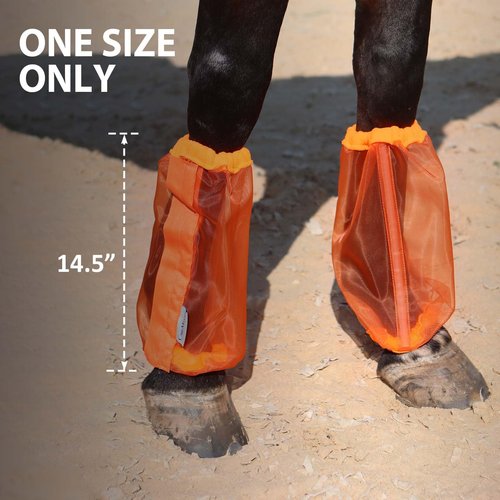 CareMaster Universal Size Horse Leggings Fine Mesh Greatly Reduce Stomping Breathable Horse Boots Leg Wraps (Set of 4) Orange