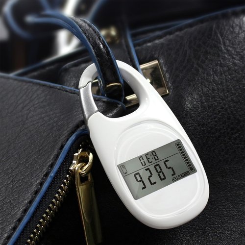 Simple Pedometer for Walking, Accurate Step Tracker with Carabiner, 3D Step Counter for Men Women Kids Seniors (White)