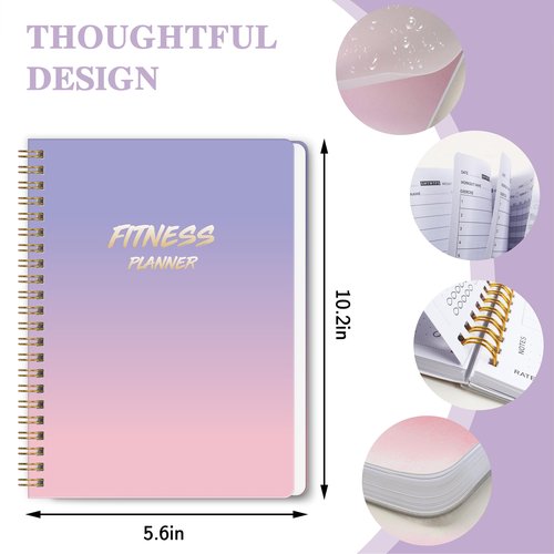 DOURA Workout Journal for Women, Fitness Journal, Workout Log Book Planner for Tracking, Progress and Achieving Your Wellness Goals-PUrple Gradient, A5 (5.6" x 8")