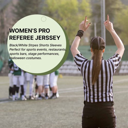 Women's Official Referee Shirt Black & White Stripe Ref Umpire Jersey Short Sleeve for Basketball Football Hockey Zip Front XL