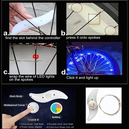 dobestyou 2-Pack Colorful LED Bike Wheel Lights – Night Riding Bicycle Rim Lights, IP65 Waterproof, 3 Lighting Modes, Easy Installation Fits Most Bikes, No Riding Interference, Includes Batteries